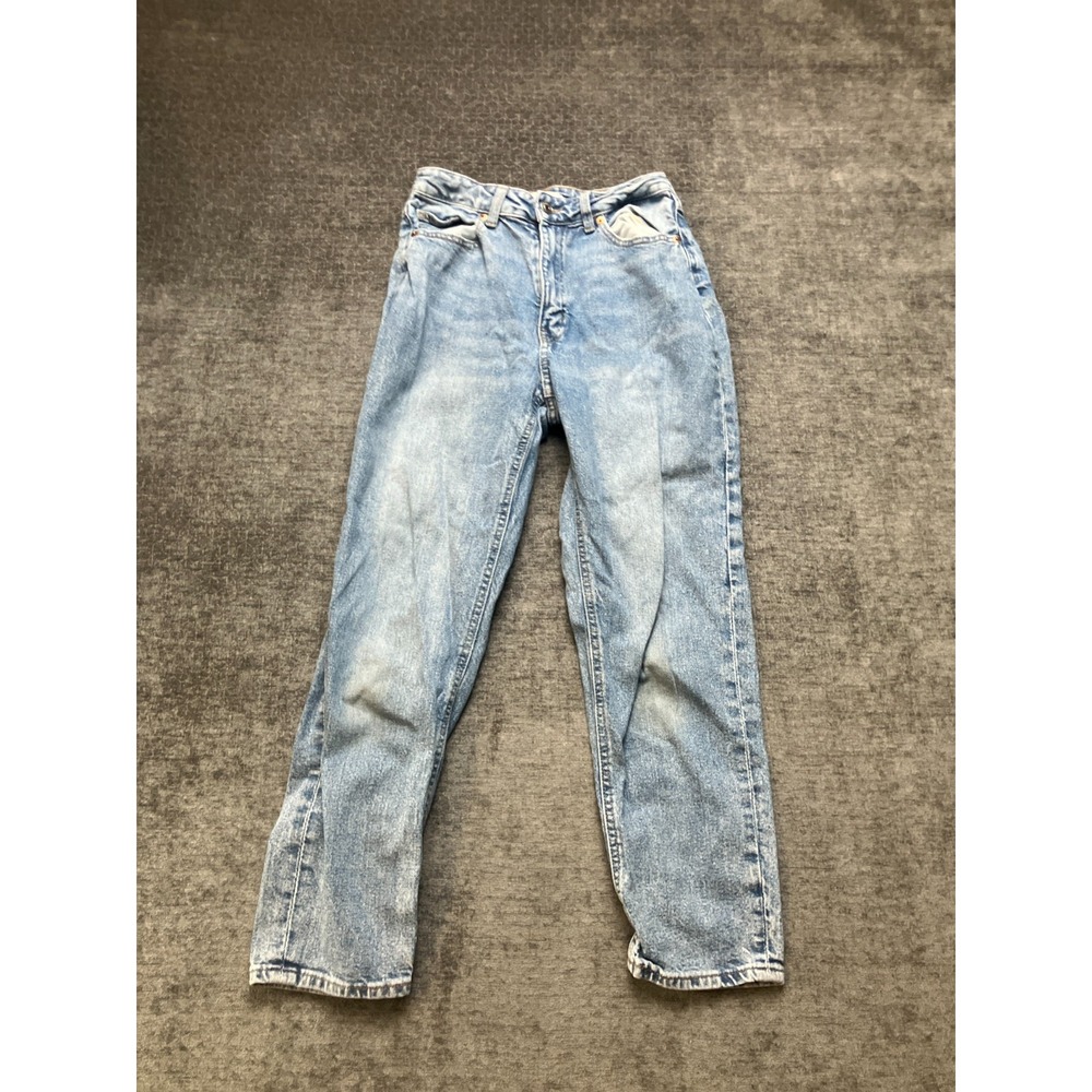 H&M Straight Leg Jeans Womens 4 Blue Denim Cotton Stretch Light Wash 5-Pockets
